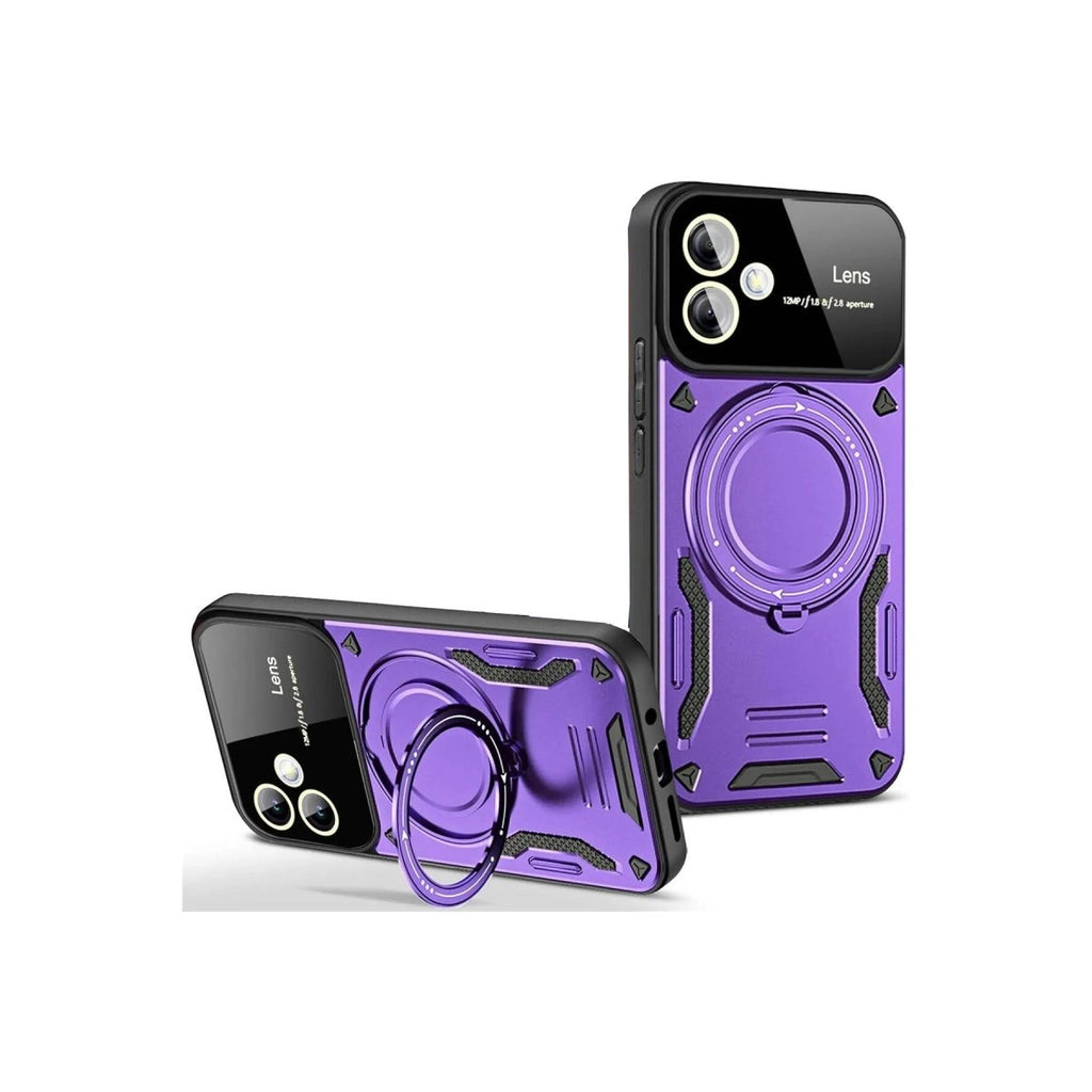 Mey İthalat® Samsung Galaxy A06 Kılıf Joy Lens Standlı Kapak - Mor