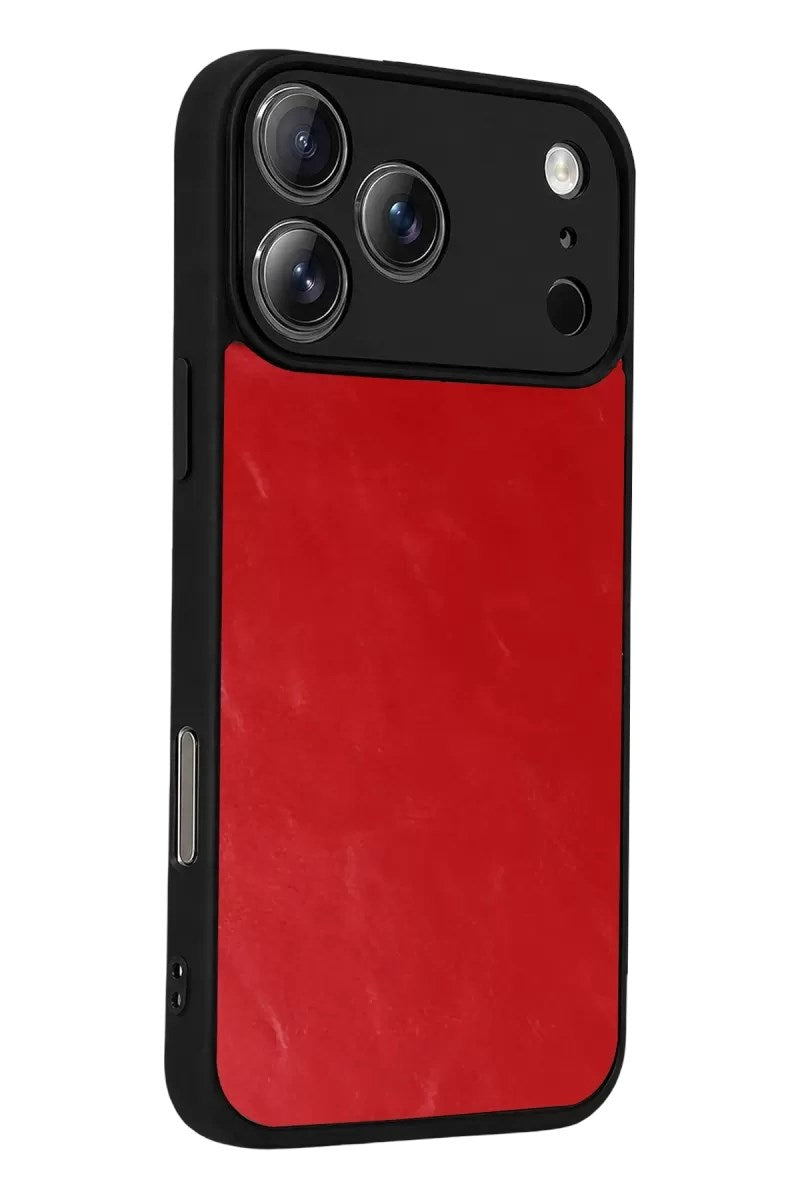 Mey İthalat® iPhone 17 Pro Max Aras Deri Kapak - Kırmızı