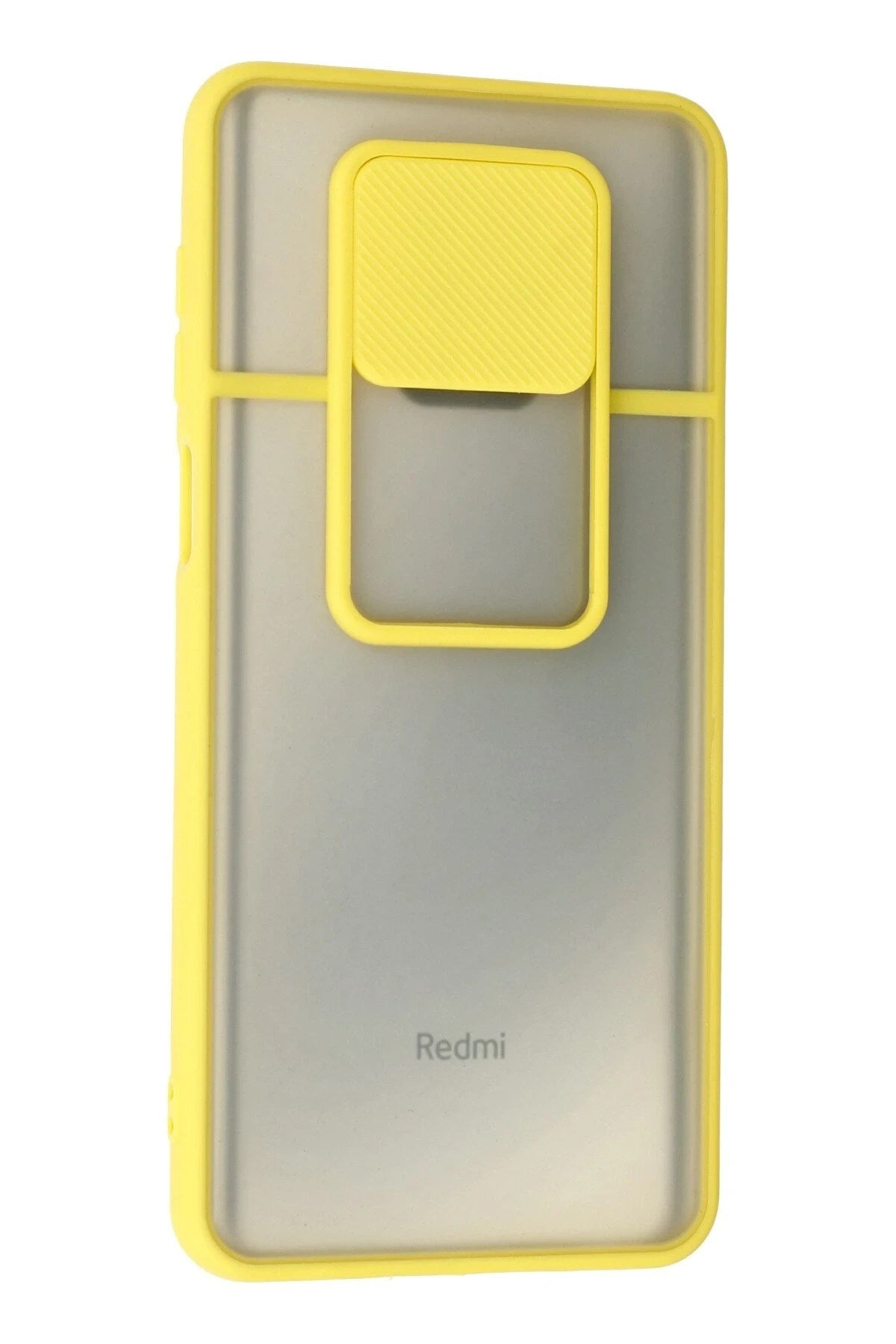 Mey İthalat® Redmi Note 9 Pro Kılıf Palm Buzlu Kamera Sürgülü Silikon - Sarı