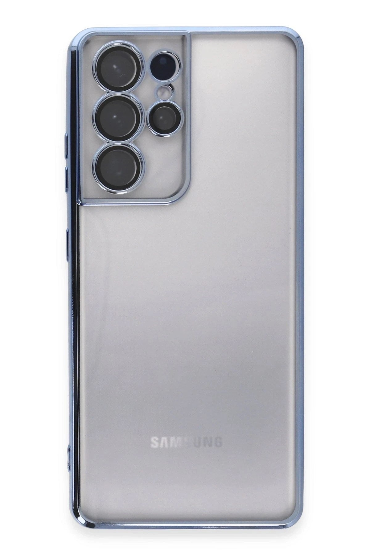 Mey İthalat® Samsung Galaxy S21 Ultra Kılıf Lensli Silikon - Açık Mavi