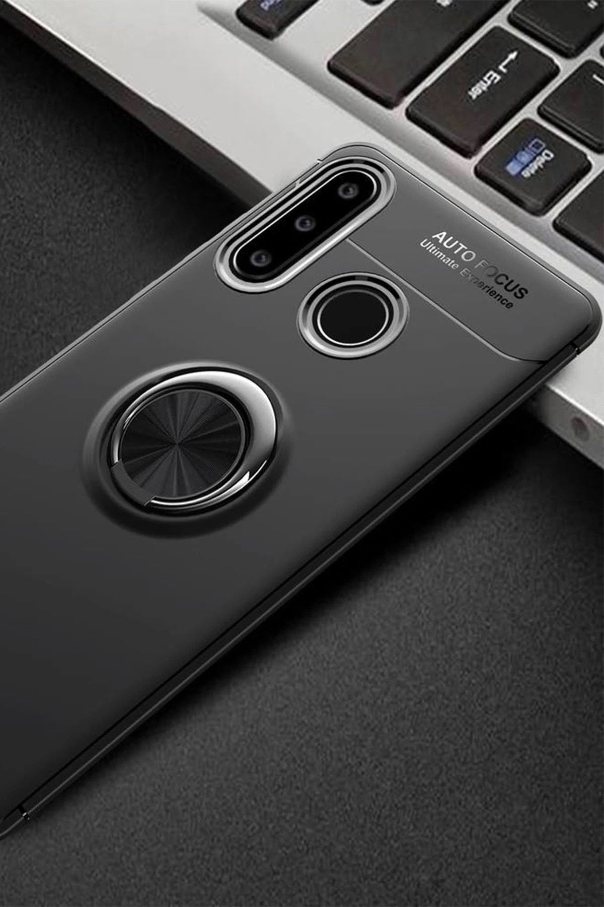 Mey İthalat® Huawei Y6P Kılıf Range Yüzüklü Silikon - Siyah