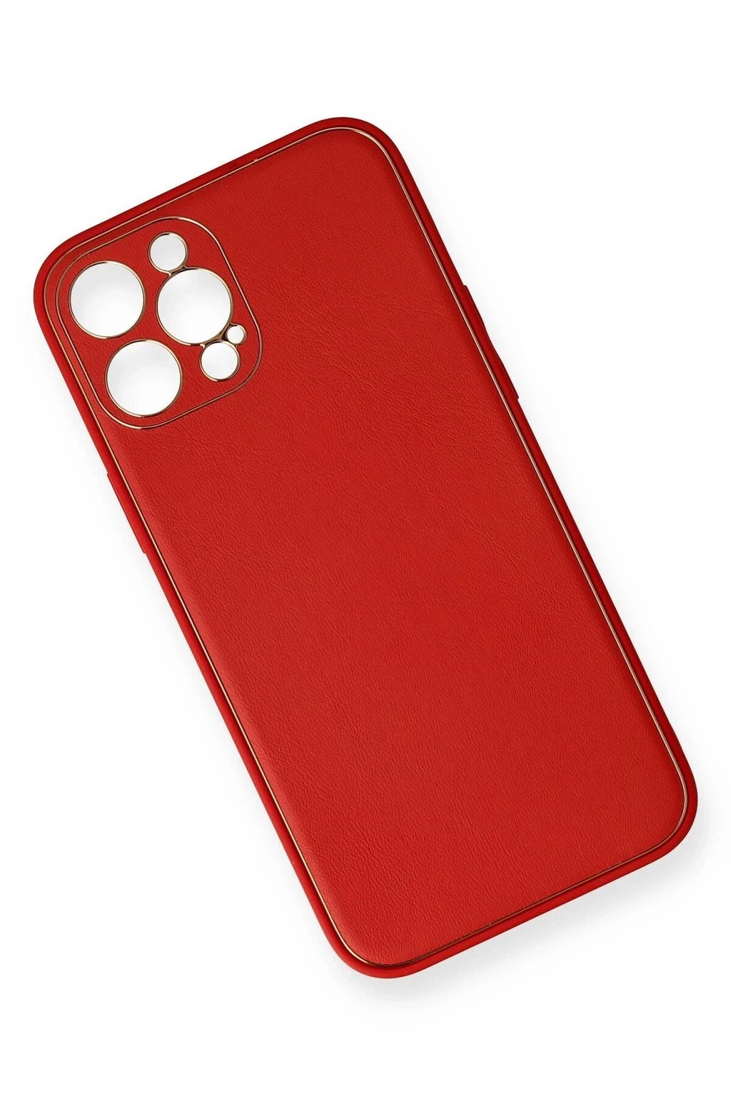 Mey İthalat® iPhone 12 Pro Max Kılıf Coco Deri Silikon Kapak - Kırmızı