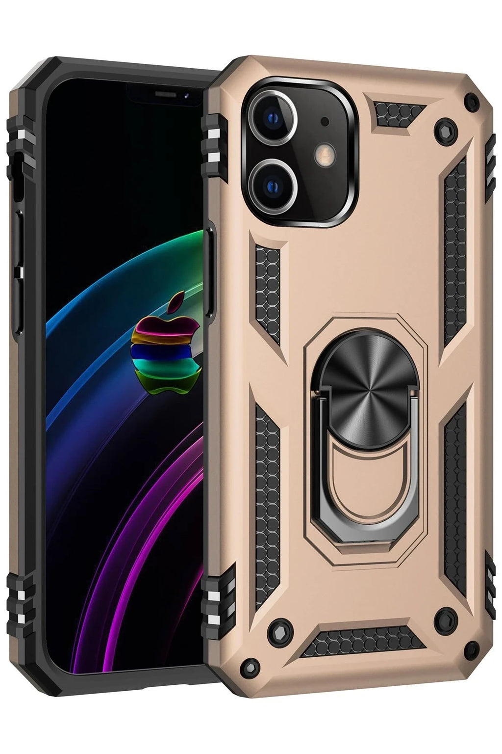 Mey İthalat® iPhone 12 Mini Kılıf Sofya Yüzüklü Silikon Kapak - Gold