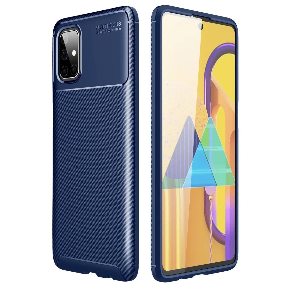Mey İthalat® Samsung Galaxy M51 Kılıf Auto Focus Karbon Kapak - Lacivert