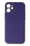 Mey İthalat® iPhone 12 Mini Kılıf Coco Deri Silikon Kapak - Mor