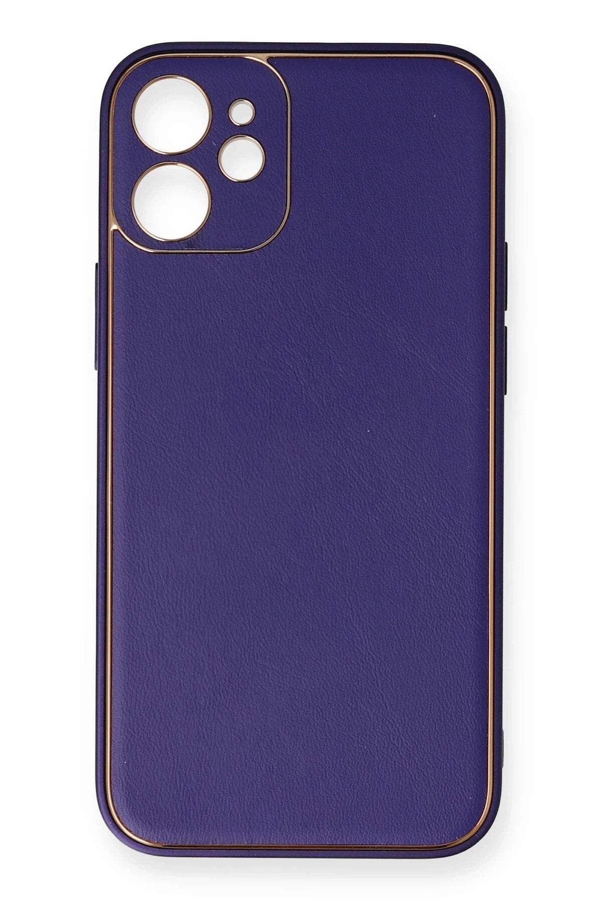 Mey İthalat® iPhone 12 Mini Kılıf Coco Deri Silikon Kapak - Mor