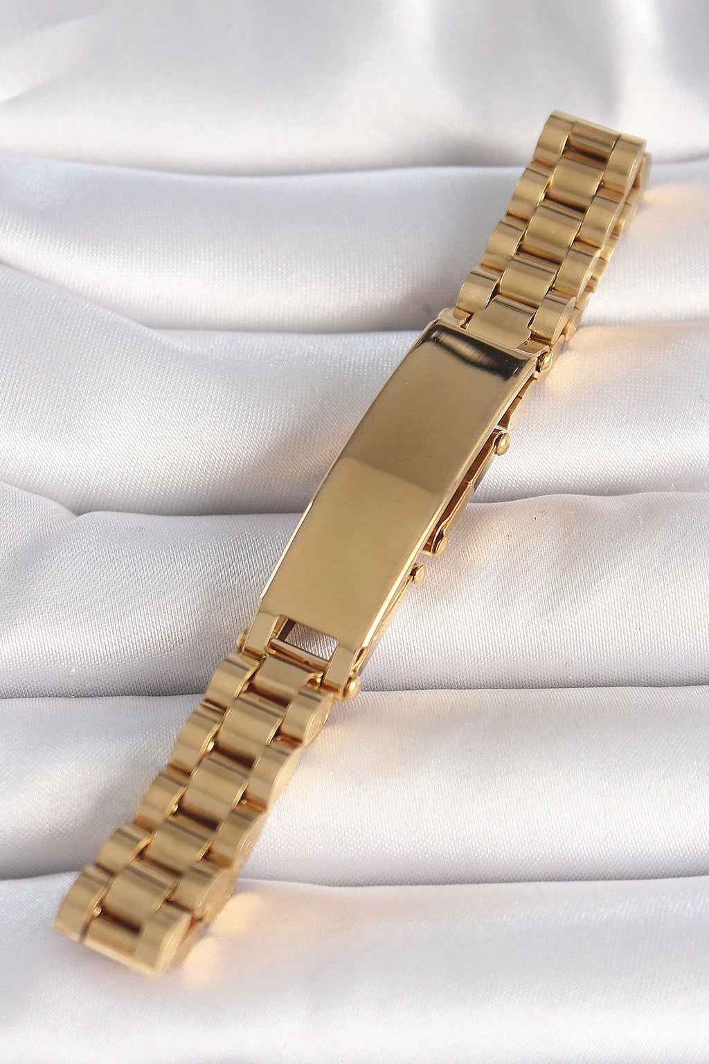 Mey İthalat® 316L Çelik Gold Renk Zincir Künye Model Erkek Bileklik
