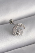 Mey İthalat® 316L Çelik Gümüş Renk Zirkon Taşlı Ay Yıldız Tragus Piercing