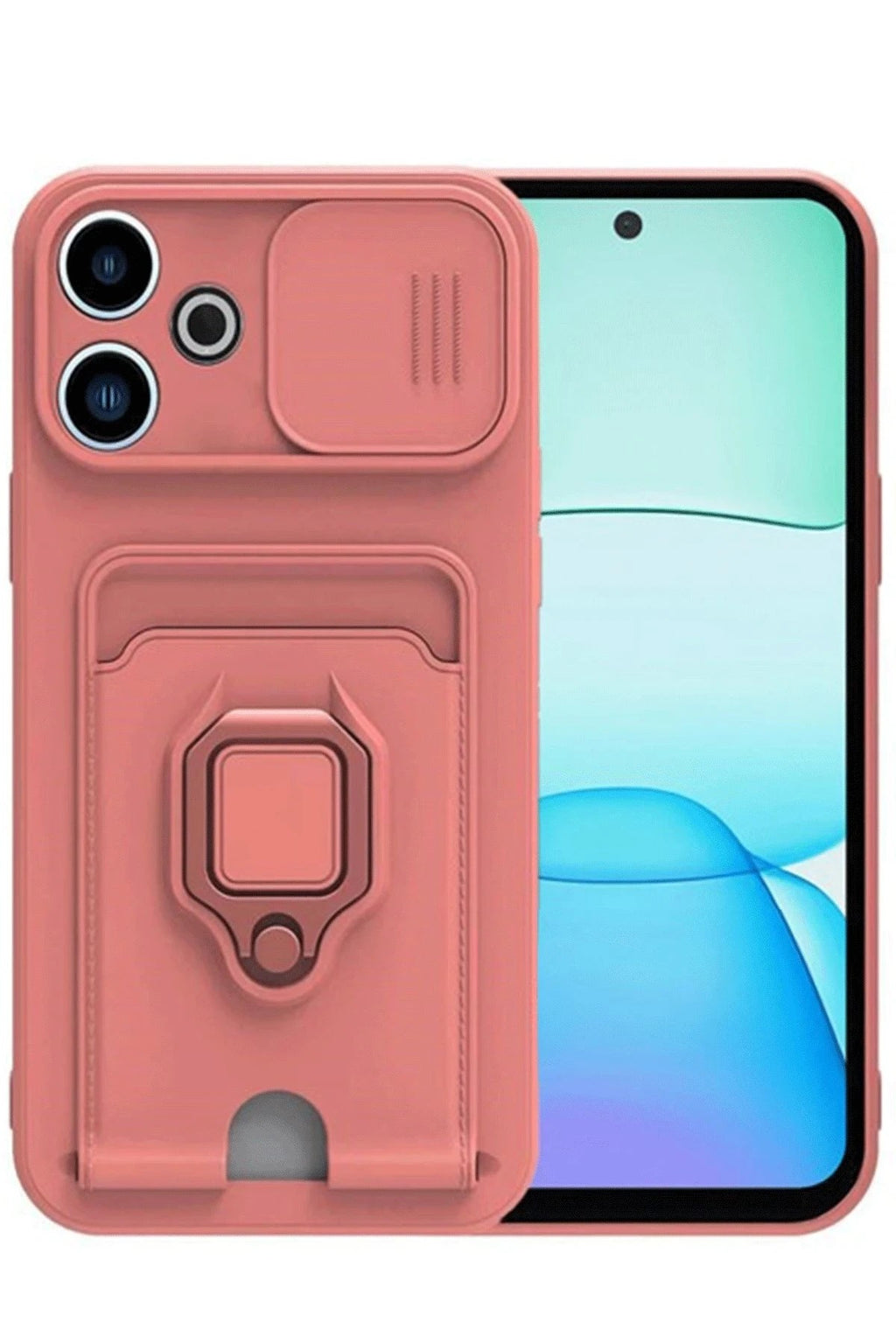 Mey İthalat® Redmi 13 4G Kılıf Zuma Kartvizitli Yüzüklü Silikon - Pembe