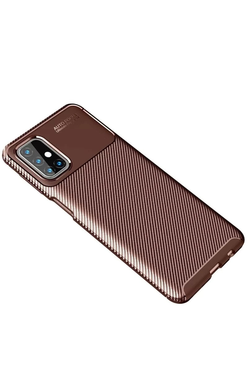 Mey İthalat® Samsung Galaxy M31S Kılıf Auto Focus Karbon Kapak - Kahverengi
