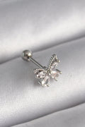 Mey İthalat® 316L Çelik Gümüş Renk Zirkon Taşlı Kelebek Tragus Piercing