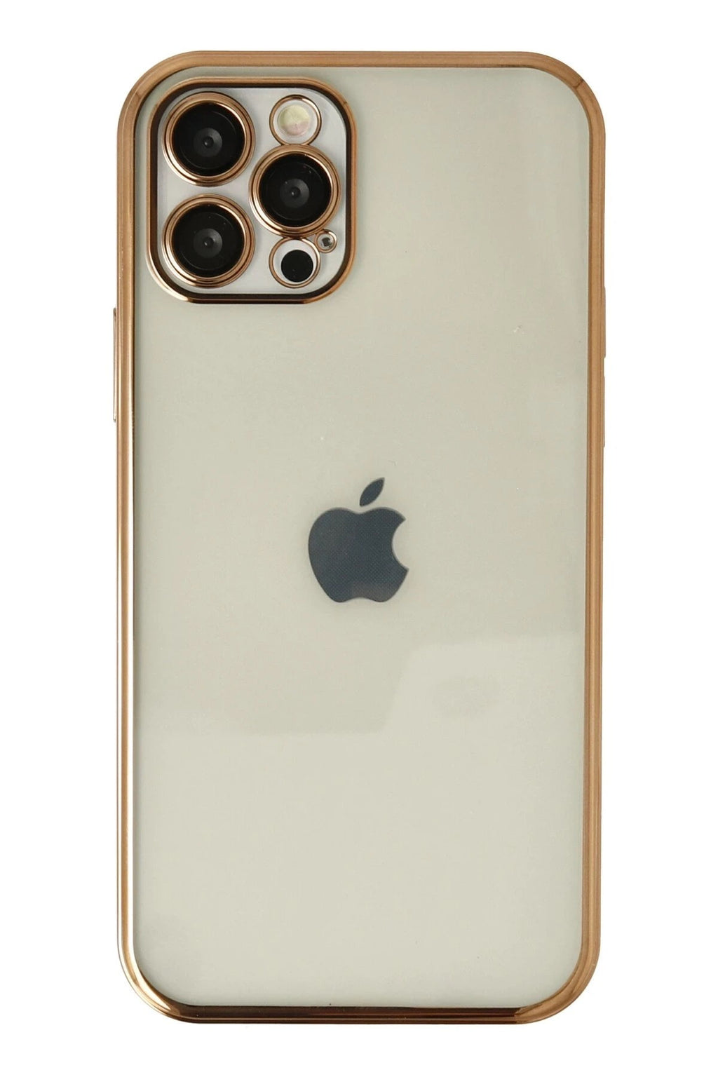 Mey İthalat® iPhone 12 Pro Kılıf Lensli Silikon - Gold