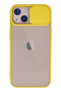Mey İthalat® iPhone 13 Kılıf Palm Buzlu Kamera Sürgülü Silikon - Sarı