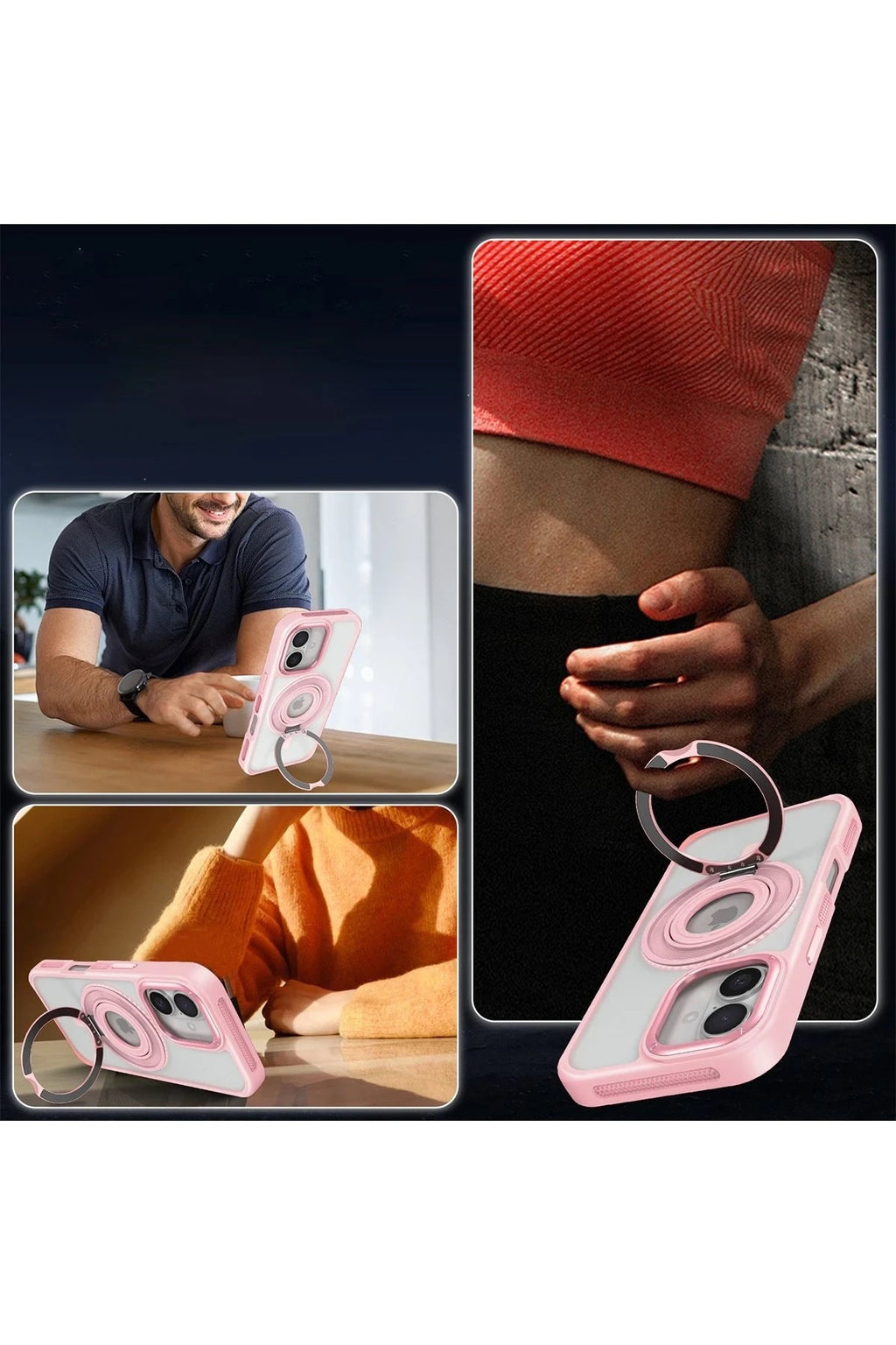 Mey İthalat® iPhone 16 Banza Magsafe Standlı Kapak - Lacivert