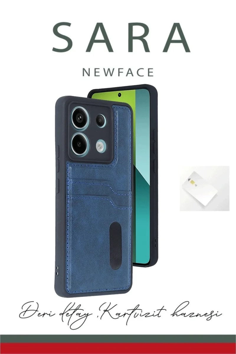 Mey İthalat® Redmi Note 13 Pro 4G Kılıf Sara Kartvizitli Deri Kılıf - Taba