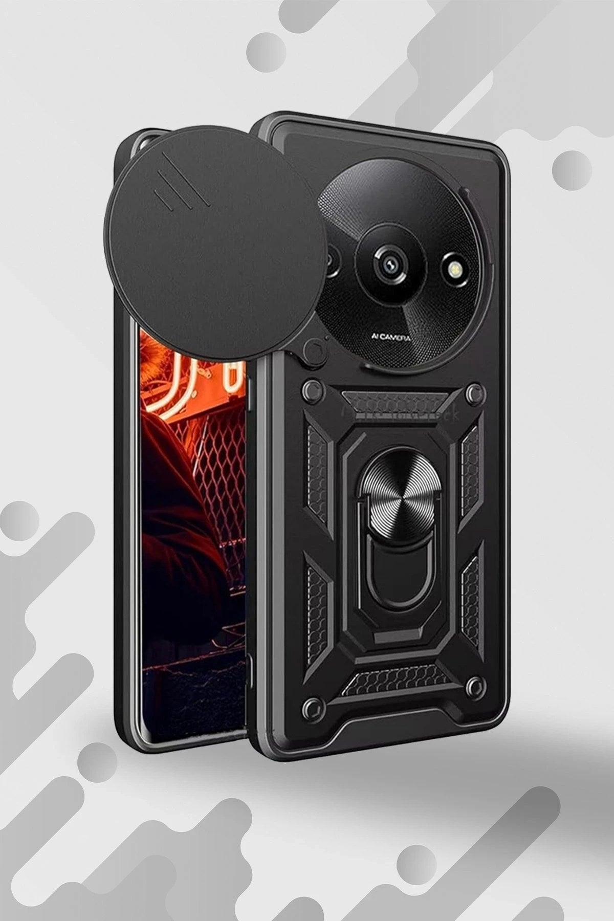 Mey İthalat® Redmi A3 4G Kılıf Pars Lens Yüzüklü Silikon - Lacivert