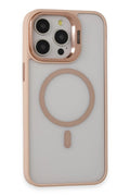 Mey İthalat® iPhone 15 Pro Max Kılıf Roblox Lens Magsafe Standlı Kapak - Pudra