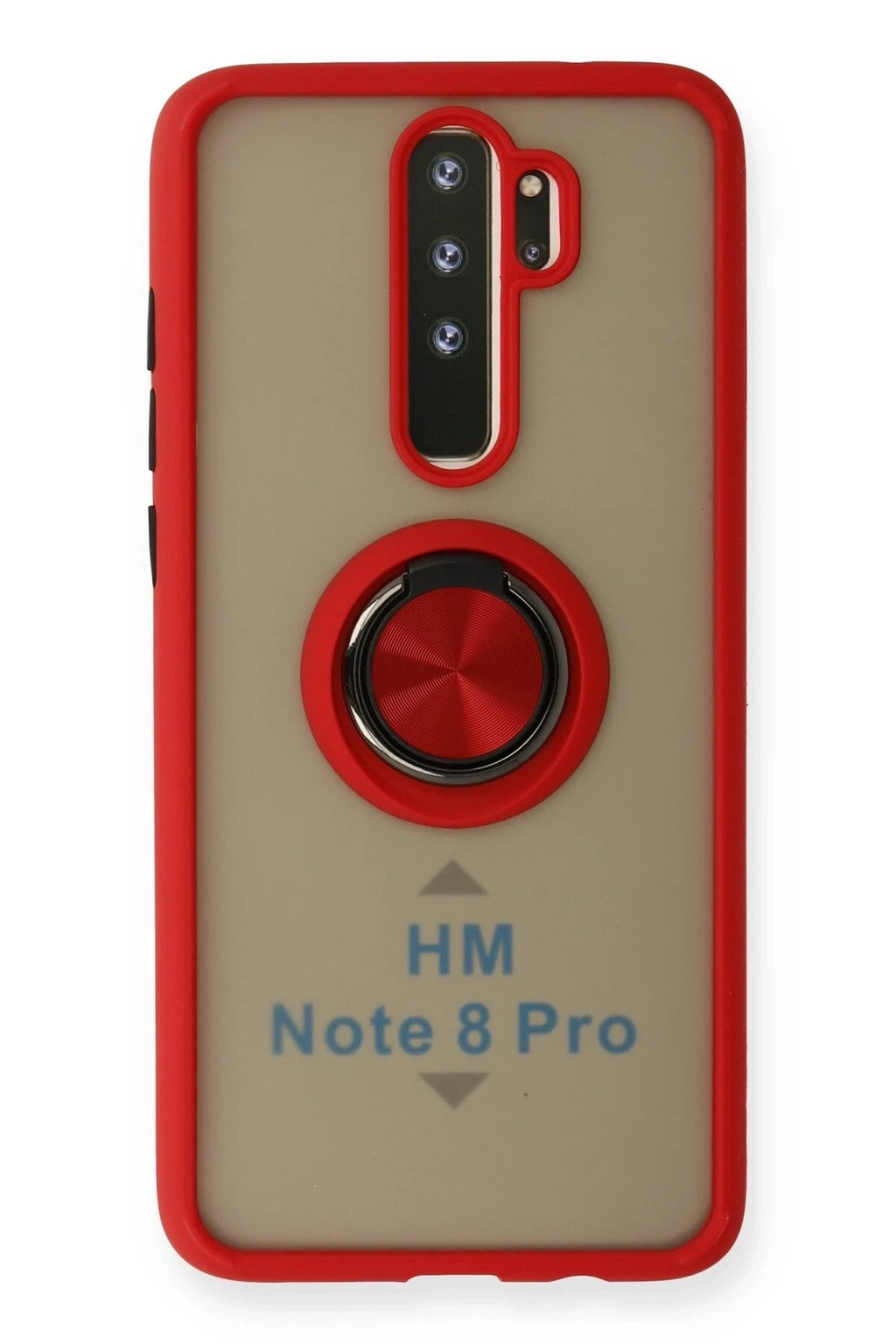 Mey İthalat® Redmi Note 8 Pro Kılıf Montreal Yüzüklü Silikon Kapak - Kırmızı