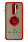 Mey İthalat® Redmi Note 8 Pro Kılıf Montreal Yüzüklü Silikon Kapak - Kırmızı