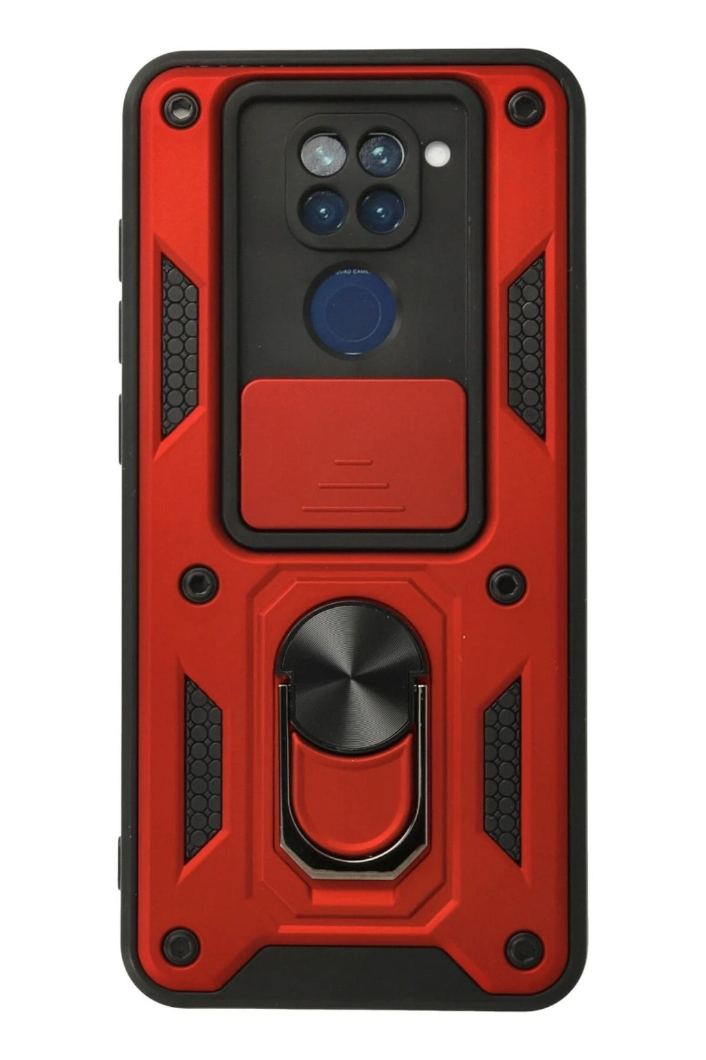 Mey İthalat® Redmi Note 9 Kılıf Pars Lens Yüzüklü Silikon - Kırmızı