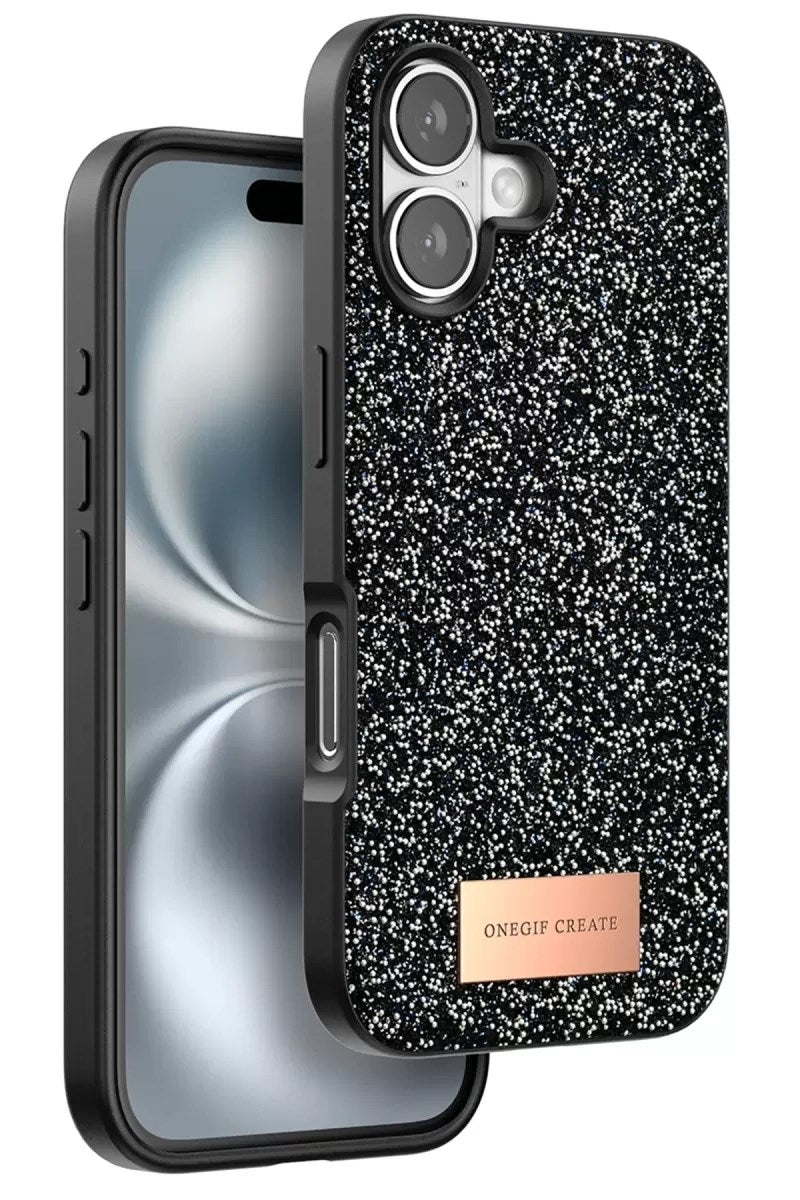 Mey İthalat® iPhone 16 Bright Simli Kapak - Siyah