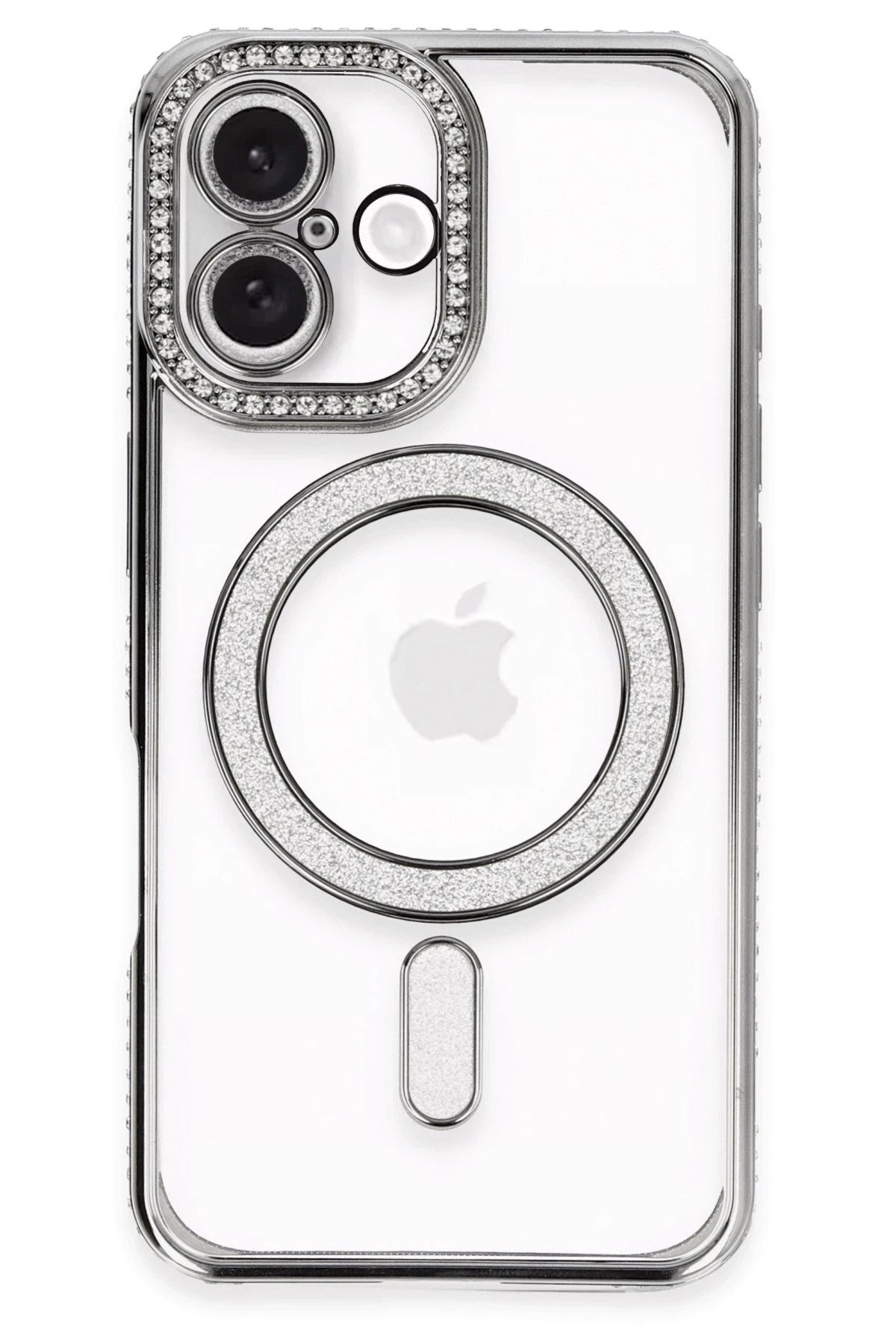 Mey İthalat® iPhone 16 Plus Kılıf Joke Simli Magneticsafe Kılıf - Gri