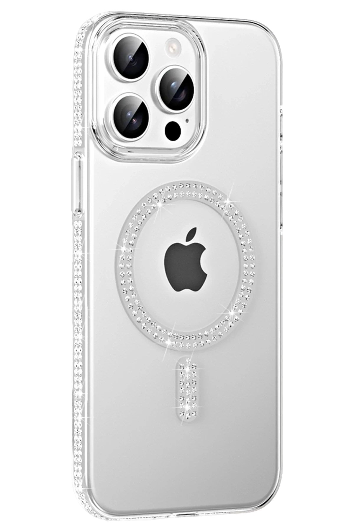 Mey İthalat® iPhone 14 Pro Max Move Taşlı Magsafe Kapak - Natural Grey