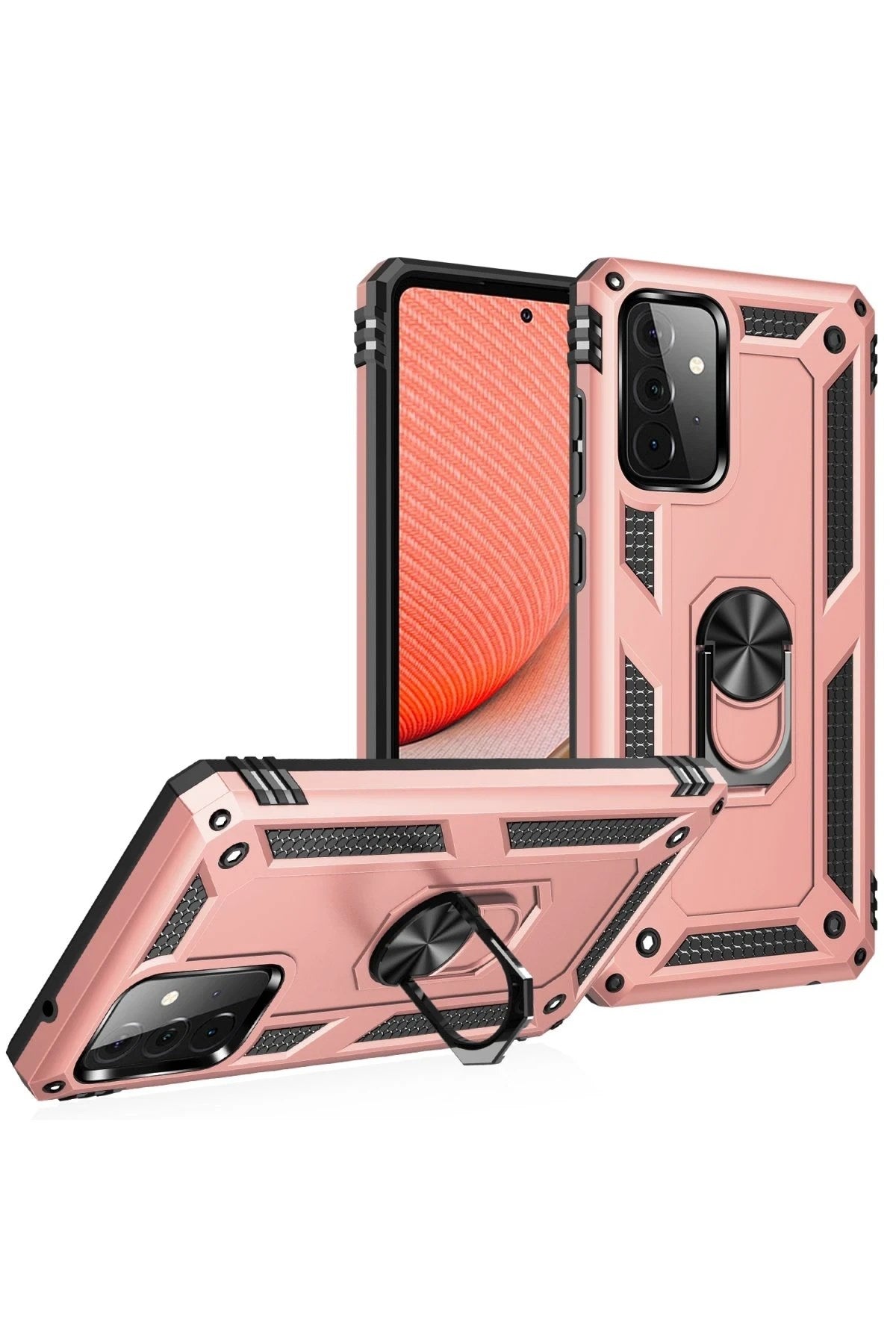 Mey İthalat® Samsung Galaxy A72 Kılıf Sofya Yüzüklü Silikon Kapak - Rose