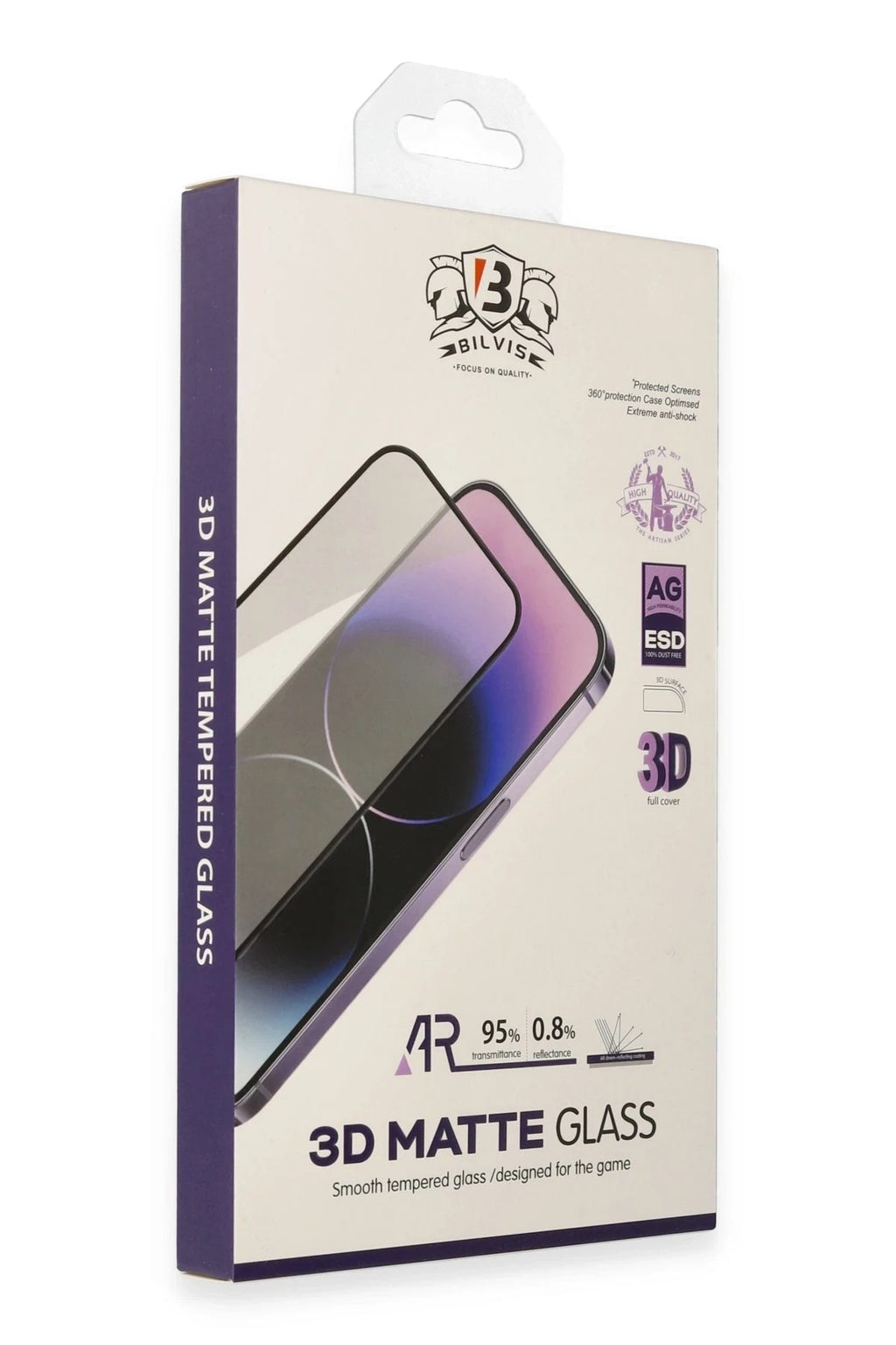 Mey İthalat® iPhone 13 Pro Max Bilvis 3D Mat Cam Ekran Koruyucu