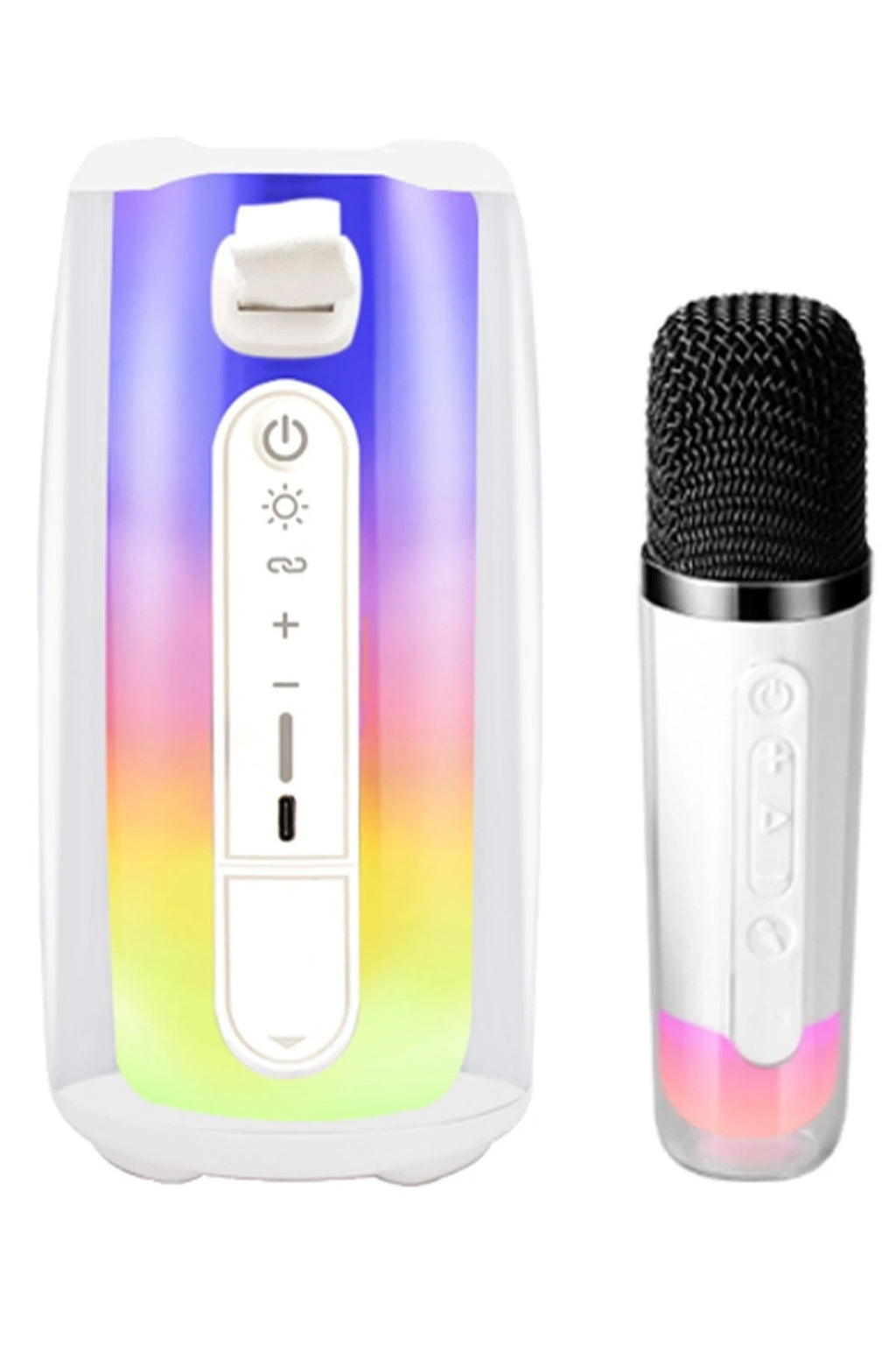 Mey İthalat® Pluse 7 Mikrofonlu RGB Kablosuz Hoparlör - Beyaz