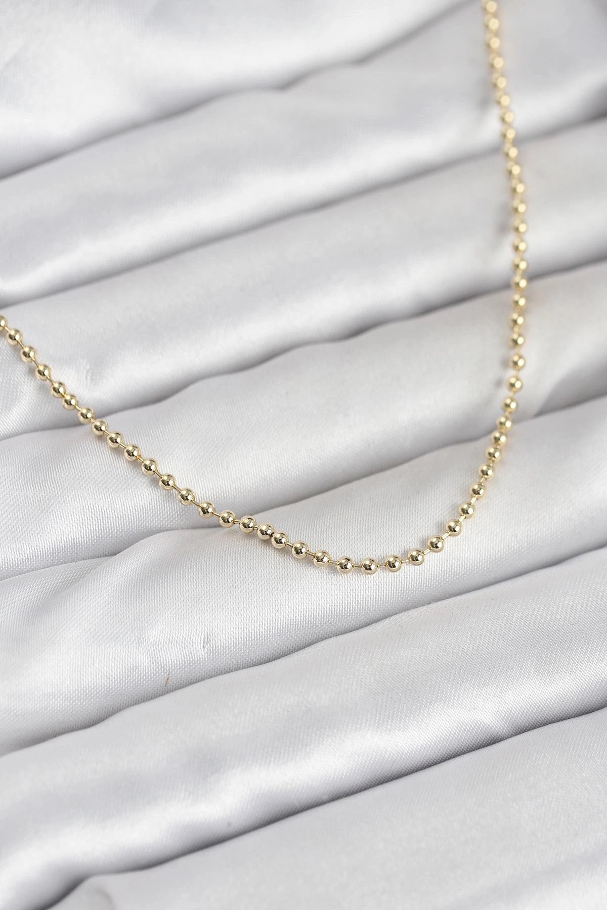 Mey İthalat® CM 14K Gold Renk Top Zincirli Model 60 cm Kadın Kolye