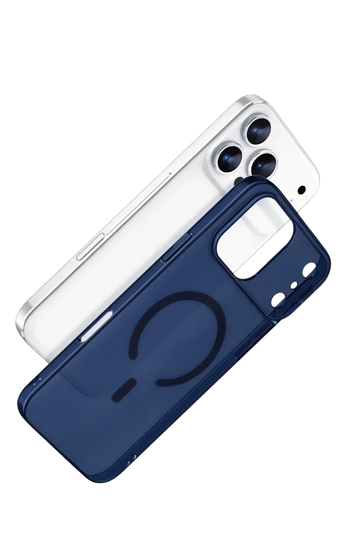 Mey İthalat® iPhone 17 Pro Max Combo Sert Şeffaf Magsafe Kapak - Mavi