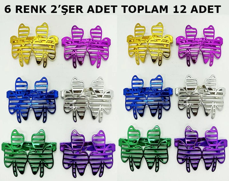 Mey İthalat® Vegas Casino Kupa Sinek Temalı Parti Gözlüğü 6 Renk 12 Adet