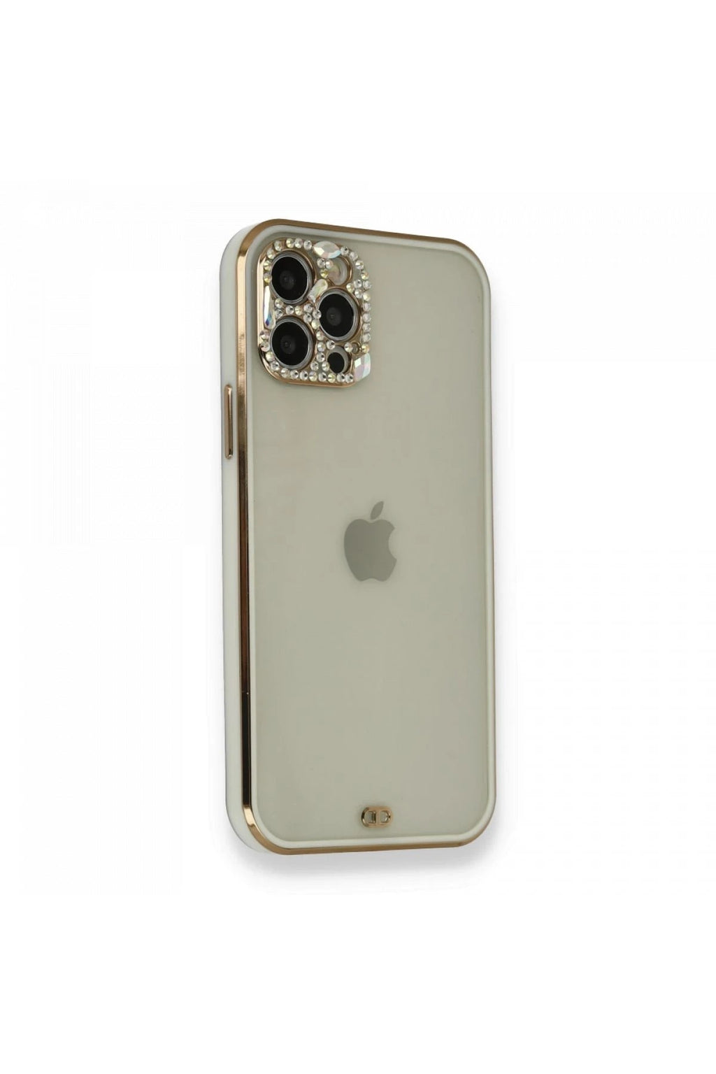 Mey İthalat® iPhone 12 Pro Kılıf Liva Taşlı Silikon - Beyaz