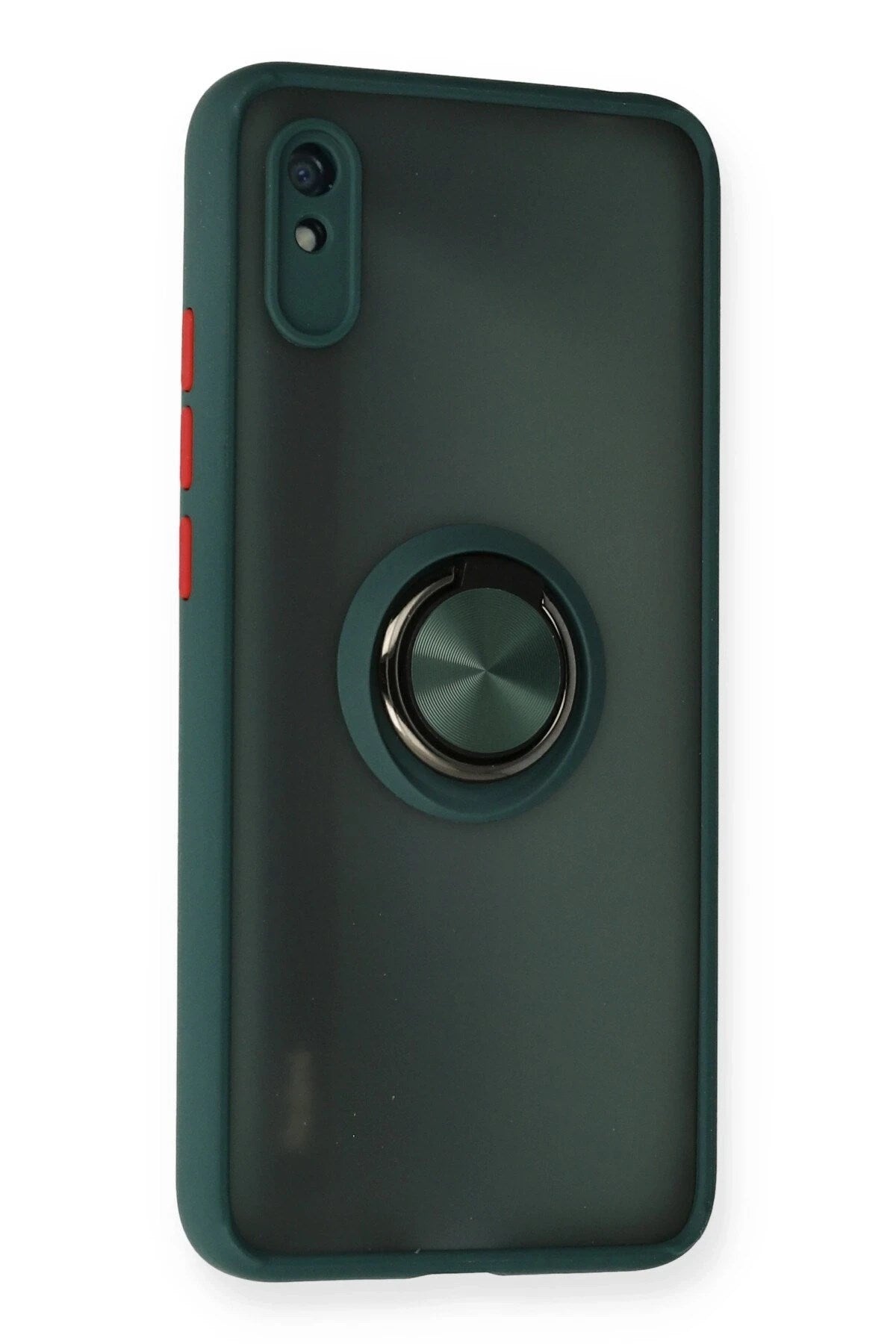 Mey İthalat® Redmi 9A Kılıf Montreal Yüzüklü Silikon Kapak - Yeşil