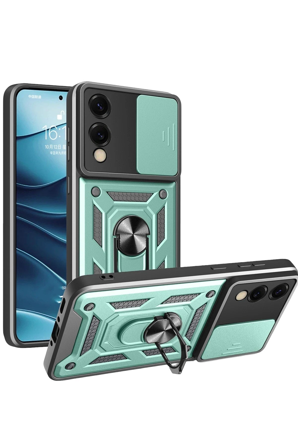 Mey İthalat® Samsung Galaxy S25 Edge Pars Lens Yüzüklü Silikon - Yeşil
