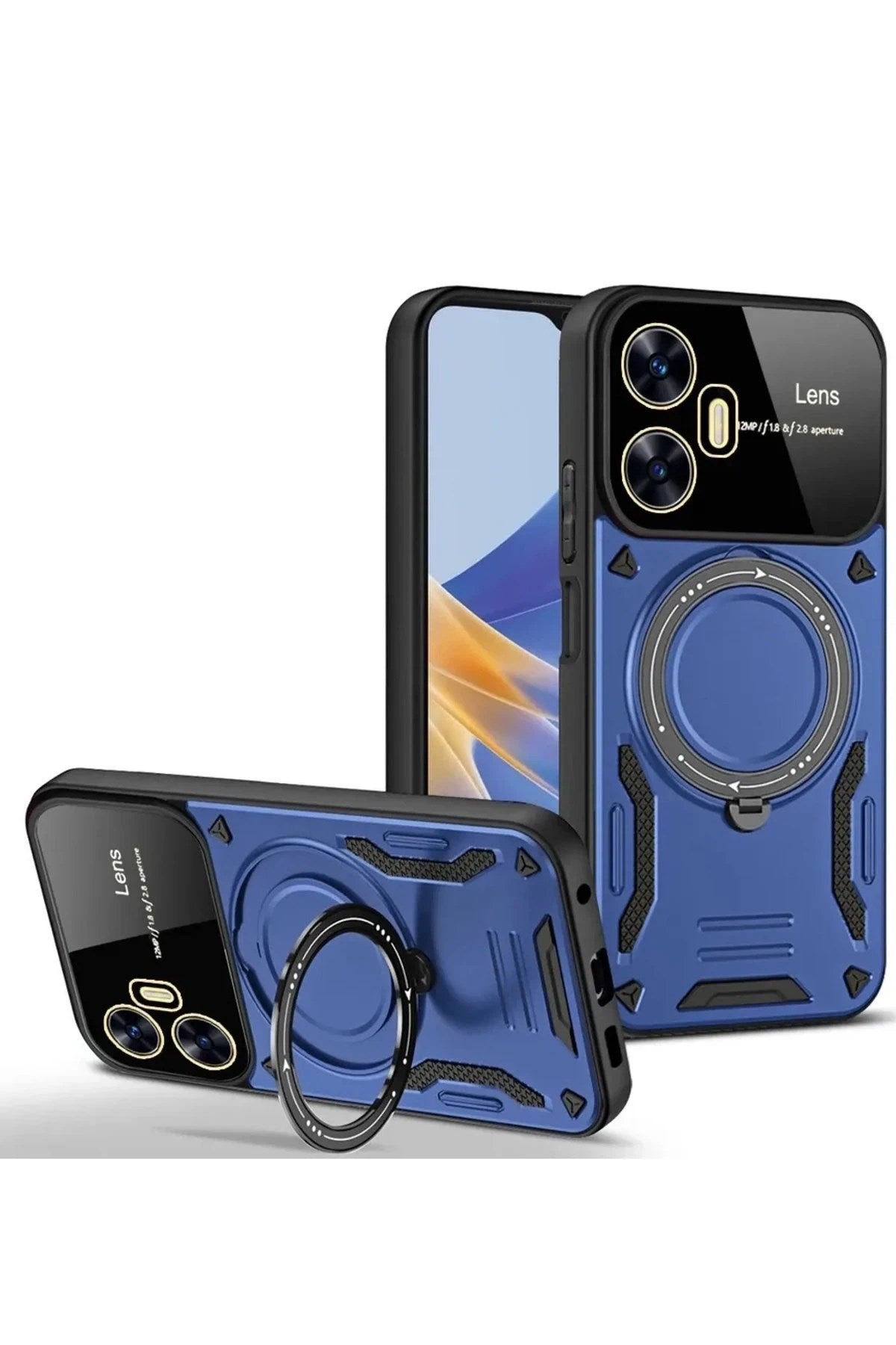 Mey İthalat® Realme C55 Kılıf Joy Lens Standlı Kapak - Lacivert