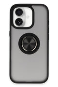 Mey İthalat® iPhone 16 Kılıf Montreal Yüzüklü Silikon Kapak - Siyah