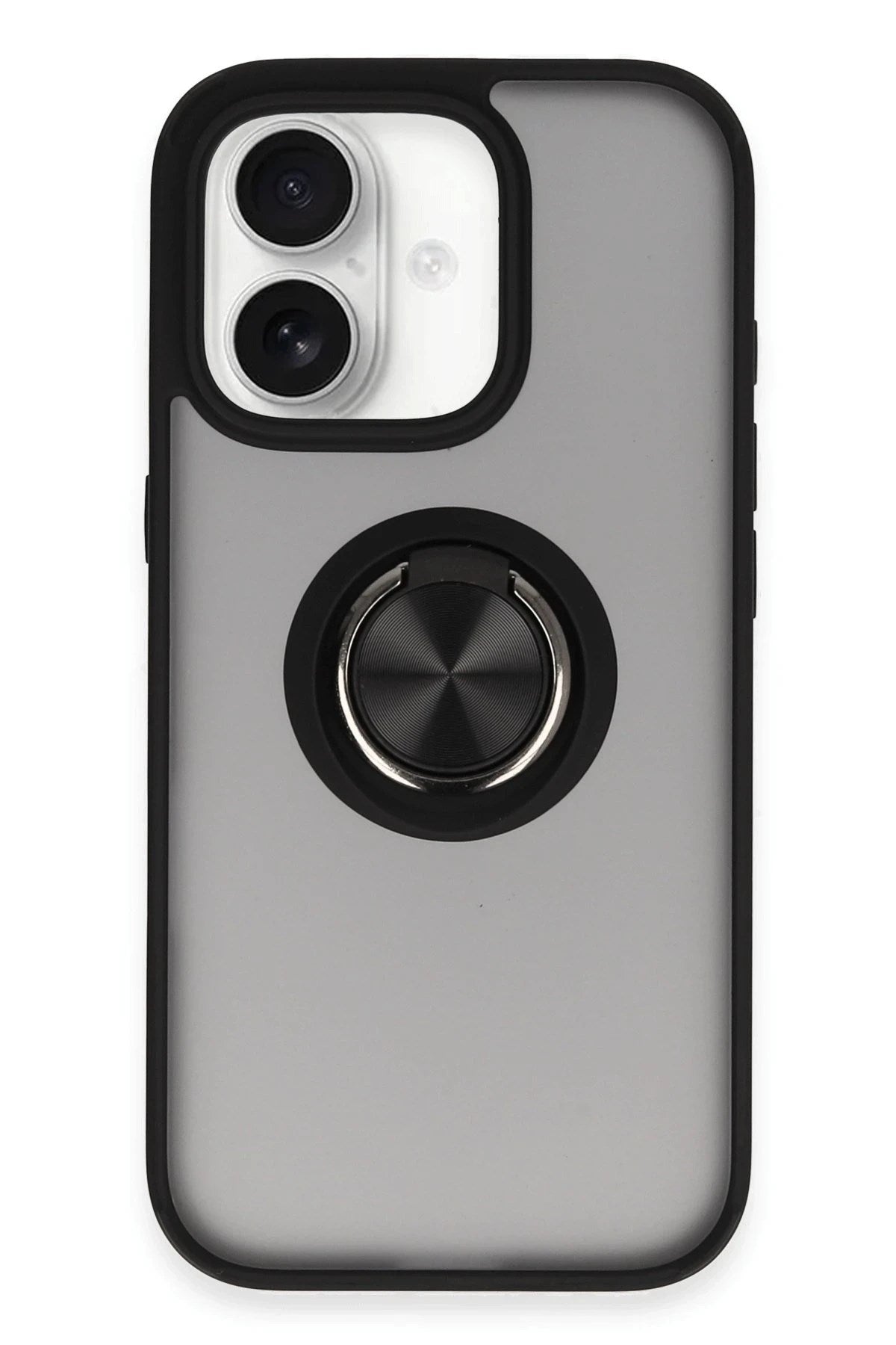 Mey İthalat® iPhone 16 Kılıf Montreal Yüzüklü Silikon Kapak - Siyah