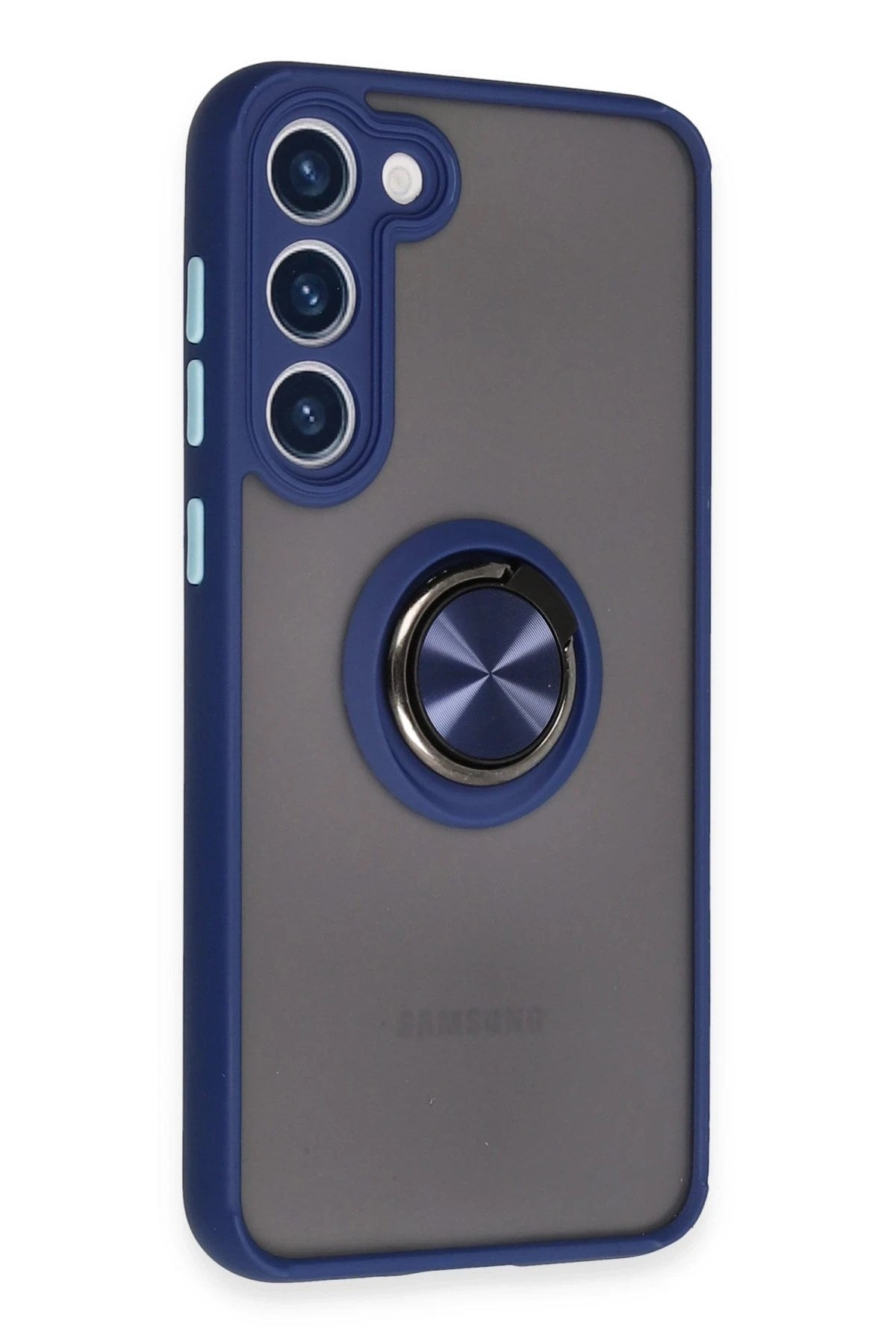 Mey İthalat® Samsung Galaxy S23 Plus Kılıf Montreal Yüzüklü Silikon Kapak - Lacivert