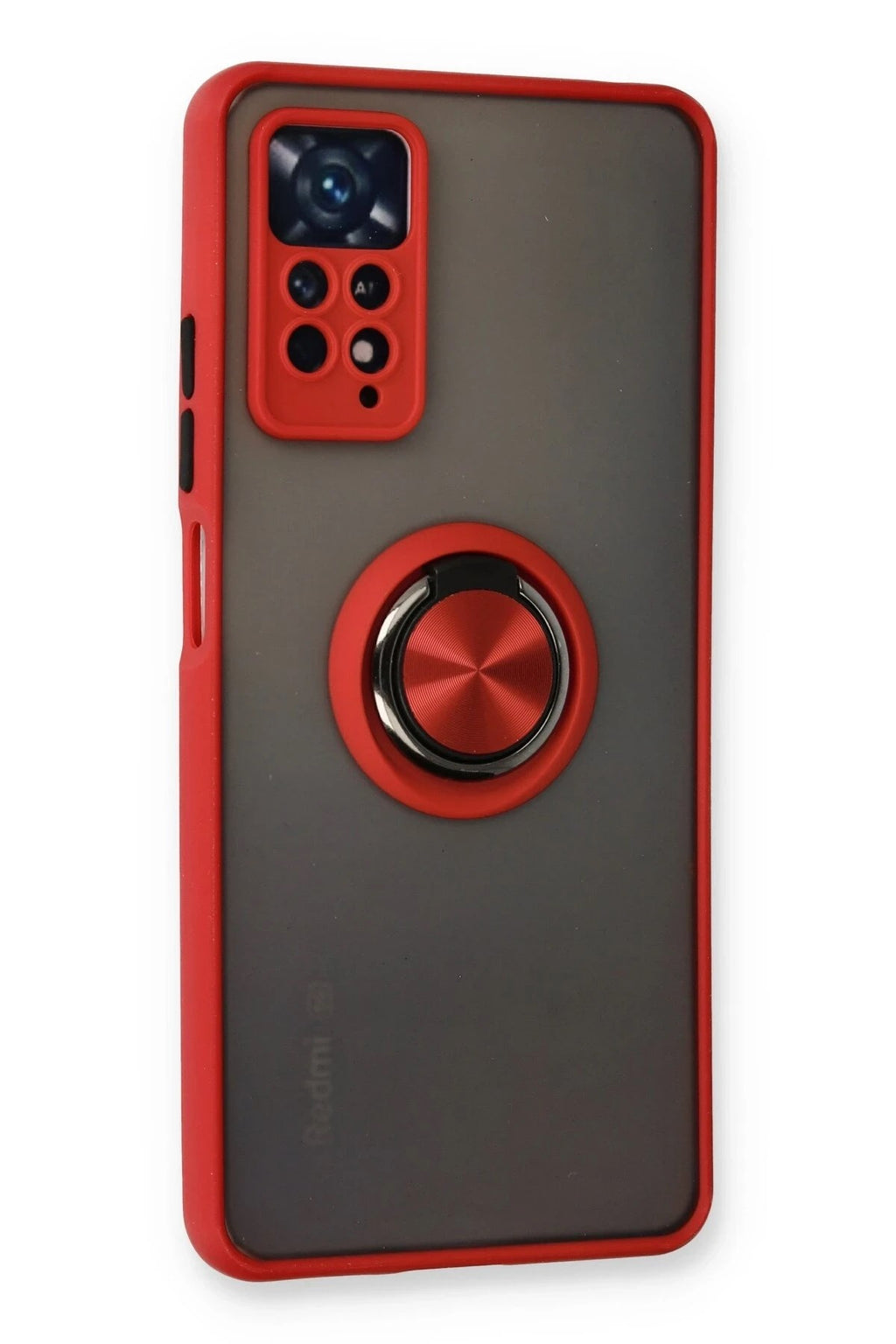 Mey İthalat® Redmi Note 11 Pro Kılıf Montreal Yüzüklü Silikon Kapak - Kırmızı