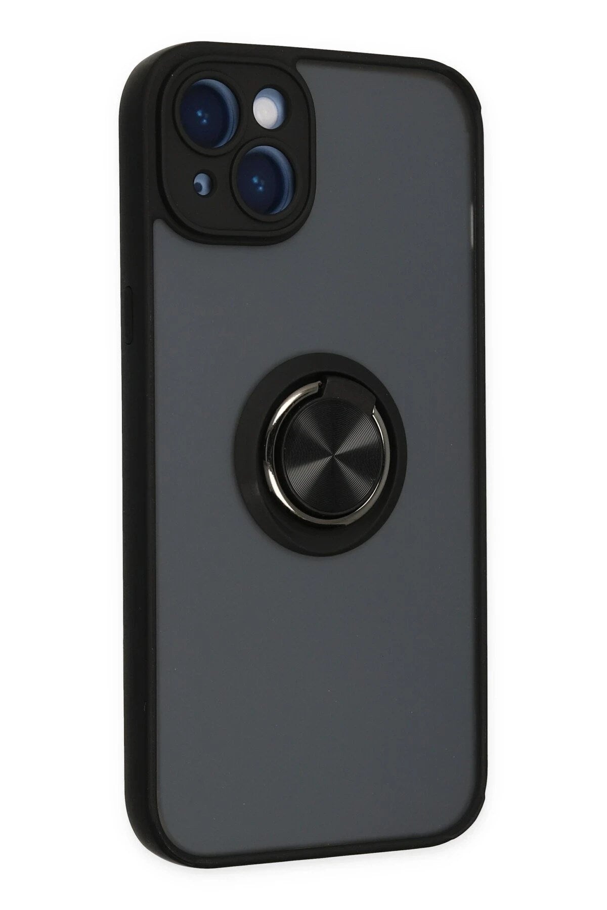 Mey İthalat® iPhone 14 Kılıf Montreal Yüzüklü Silikon Kapak - Siyah