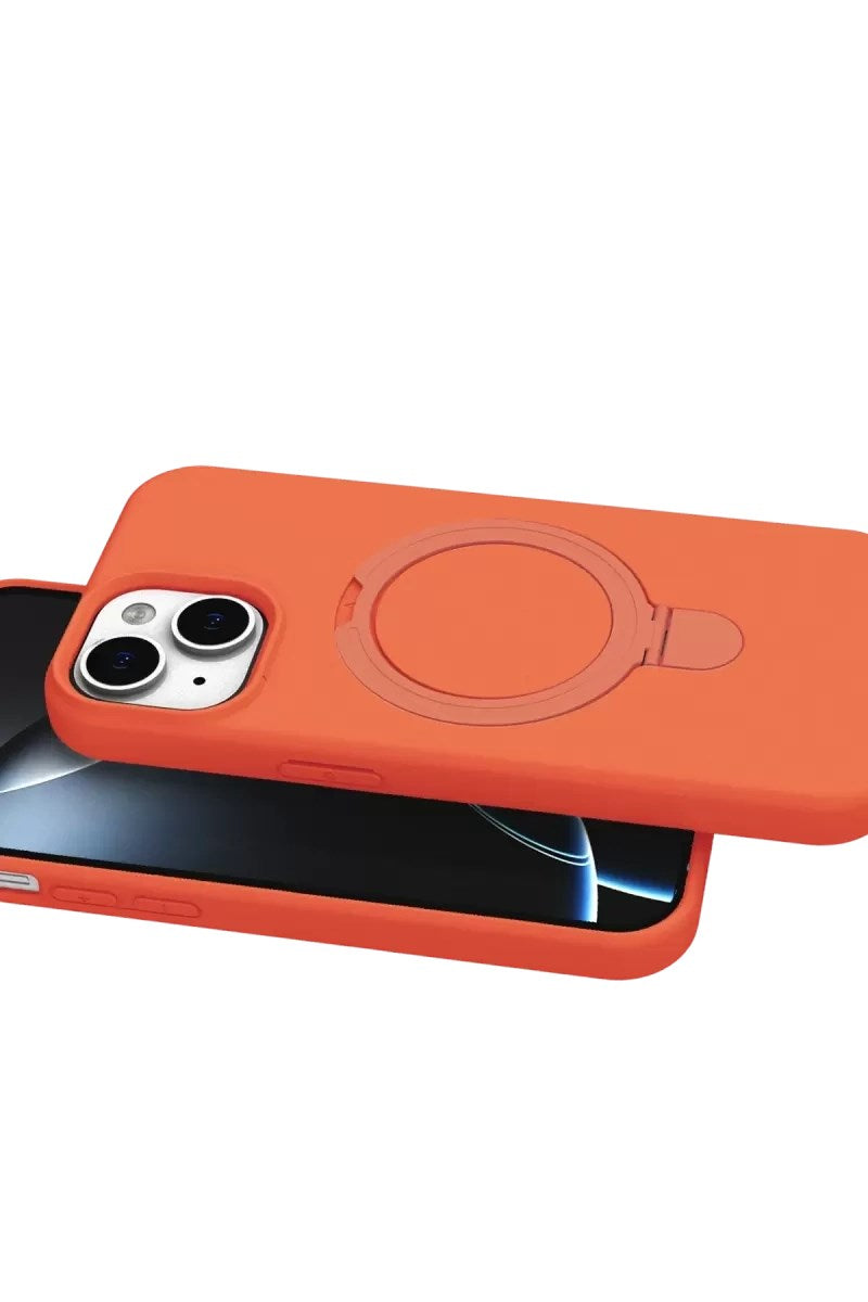 Mey İthalat® iPhone 14 Regal Magsafe Standlı Kapak - Turuncu