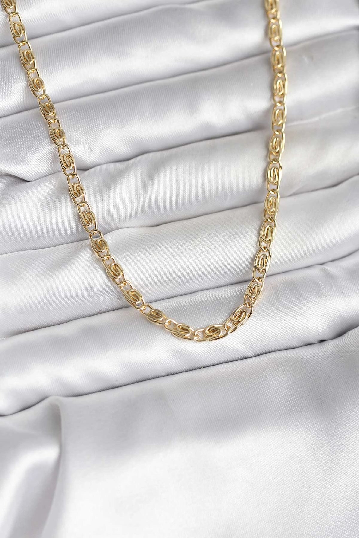 Mey İthalat® 14K Gold Renk Kaplama Zincir Model CM Kadın Kolye