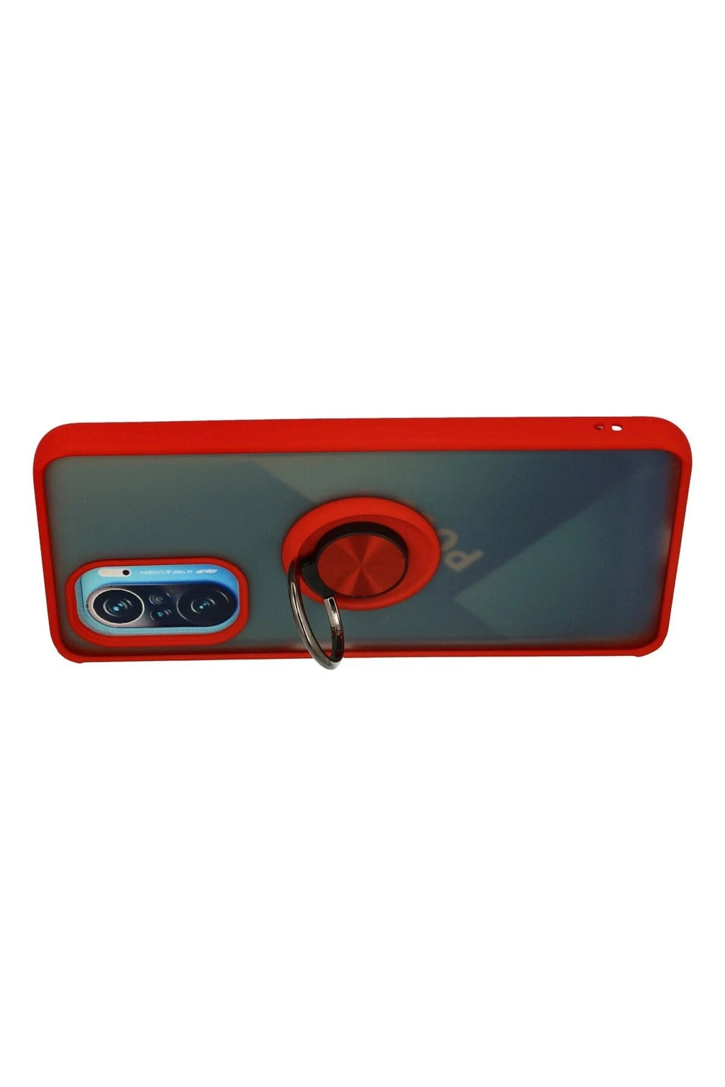 Mey İthalat® Redmi K40 Kılıf Montreal Yüzüklü Silikon Kapak - Kırmızı