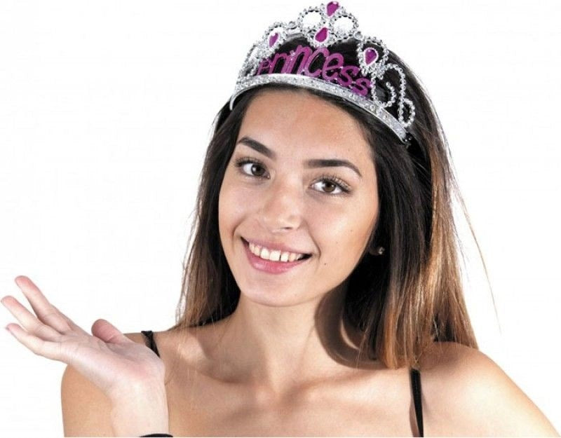 Mey İthalat® Gümüş Renk Prenses Yazılı Parti Tacı 60 cm