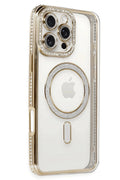 Mey İthalat® iPhone 16 Pro Kılıf Joke Simli Magneticsafe Kılıf - Gold