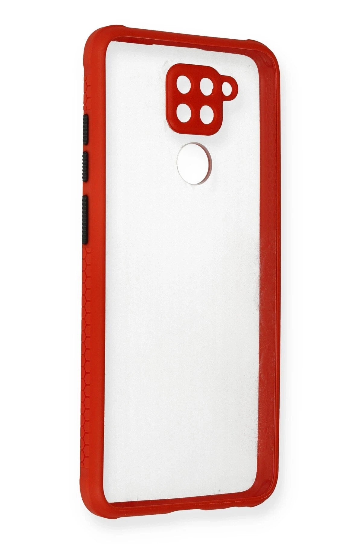 Mey İthalat® Redmi Note 9 Kılıf Miami Şeffaf Silikon - Kırmızı