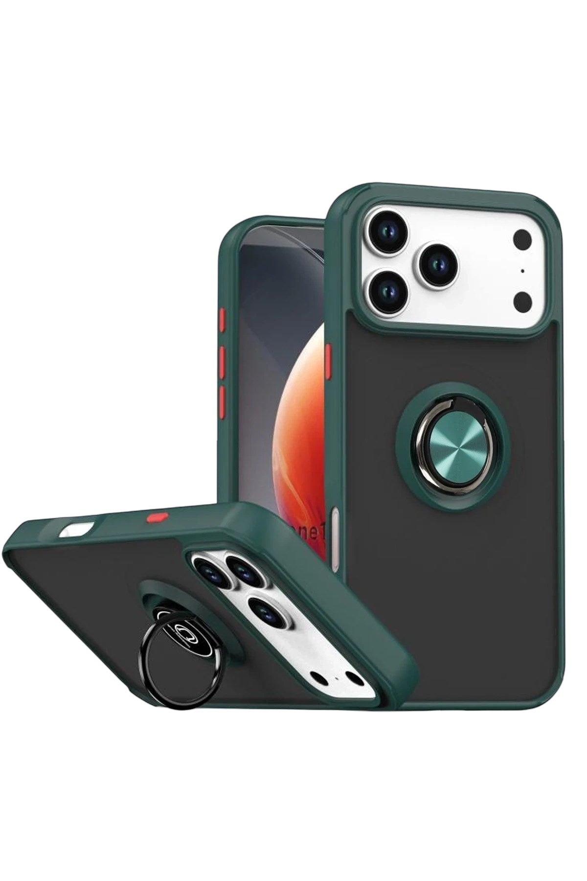 Mey İthalat® iPhone 17 Pro Montreal Yüzüklü Silikon Kapak - Yeşil