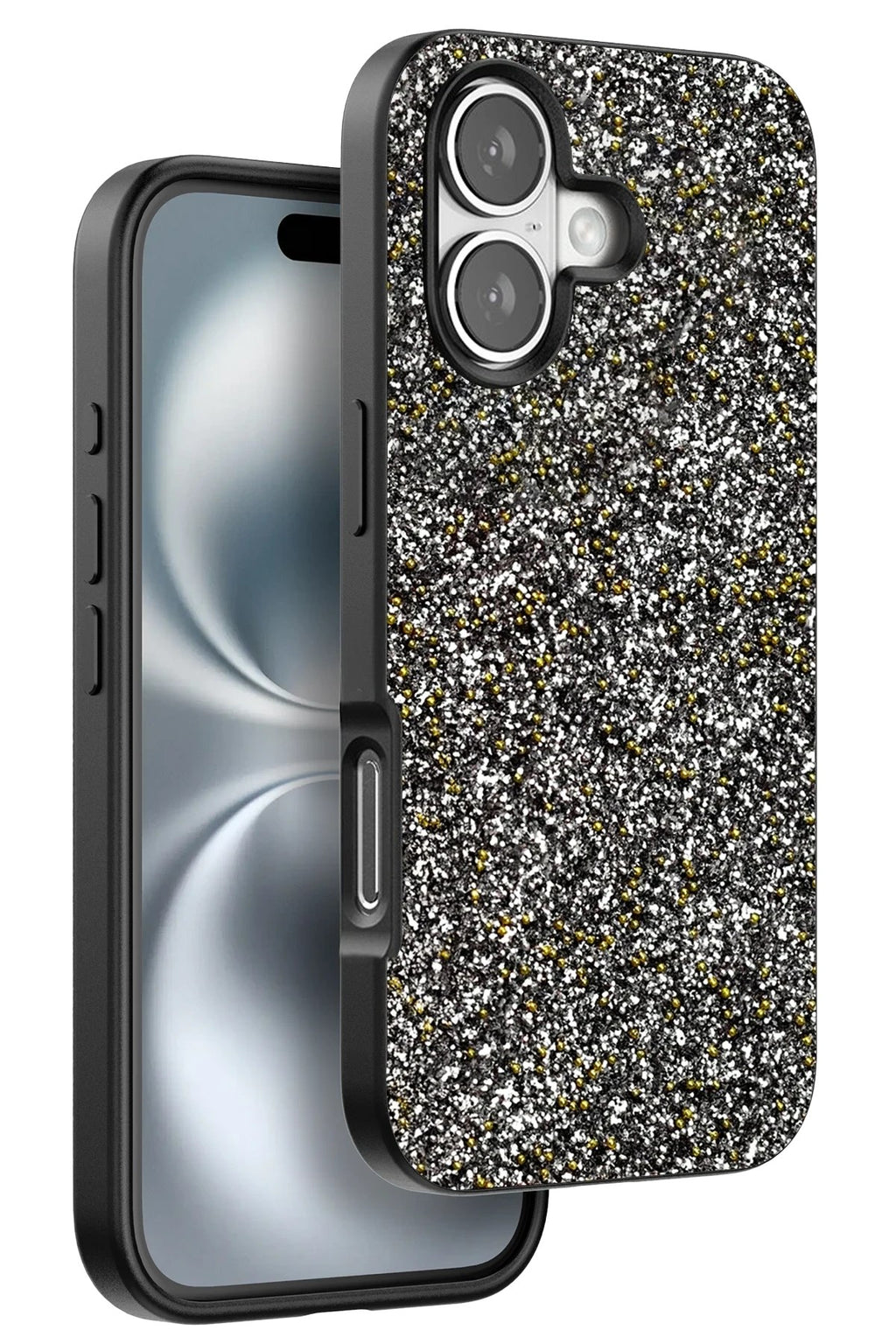 Mey İthalat® iPhone 16 Plus Bright Simli Kapak - Gümüş